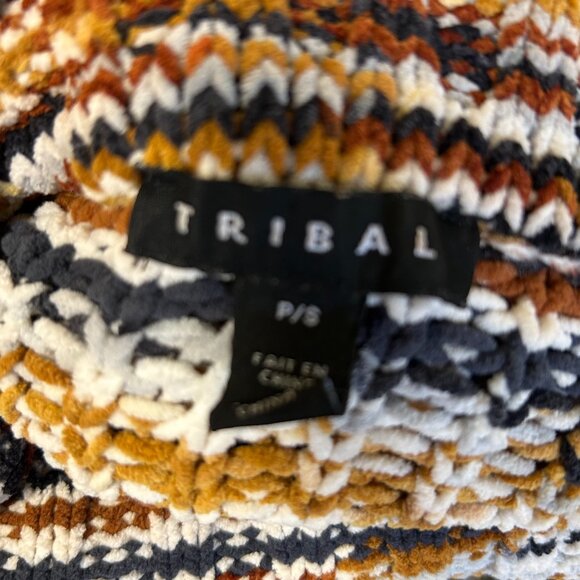 Tribal Autumn Color Chunky Neck Knit Sweater Top Size S - Picture 6 of 7